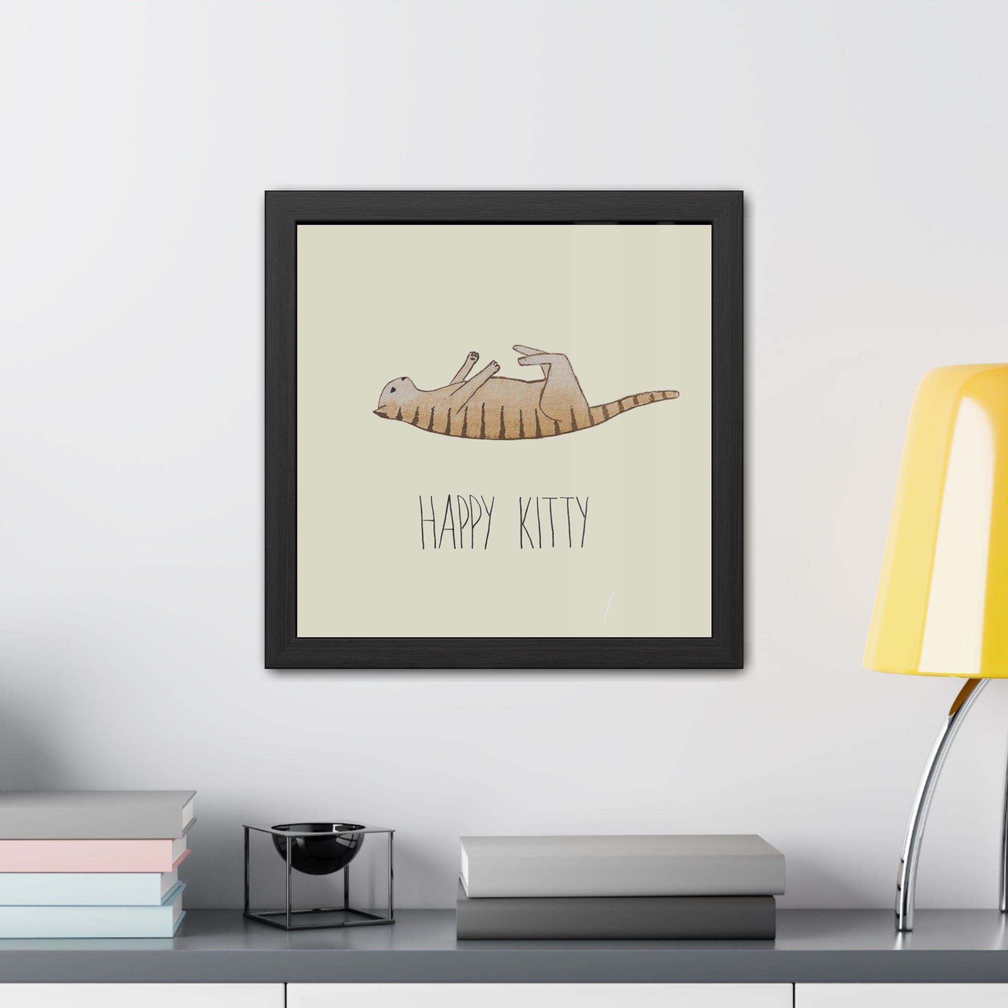 Vinyasa Meow Collection: "Happy Kitty" Framed