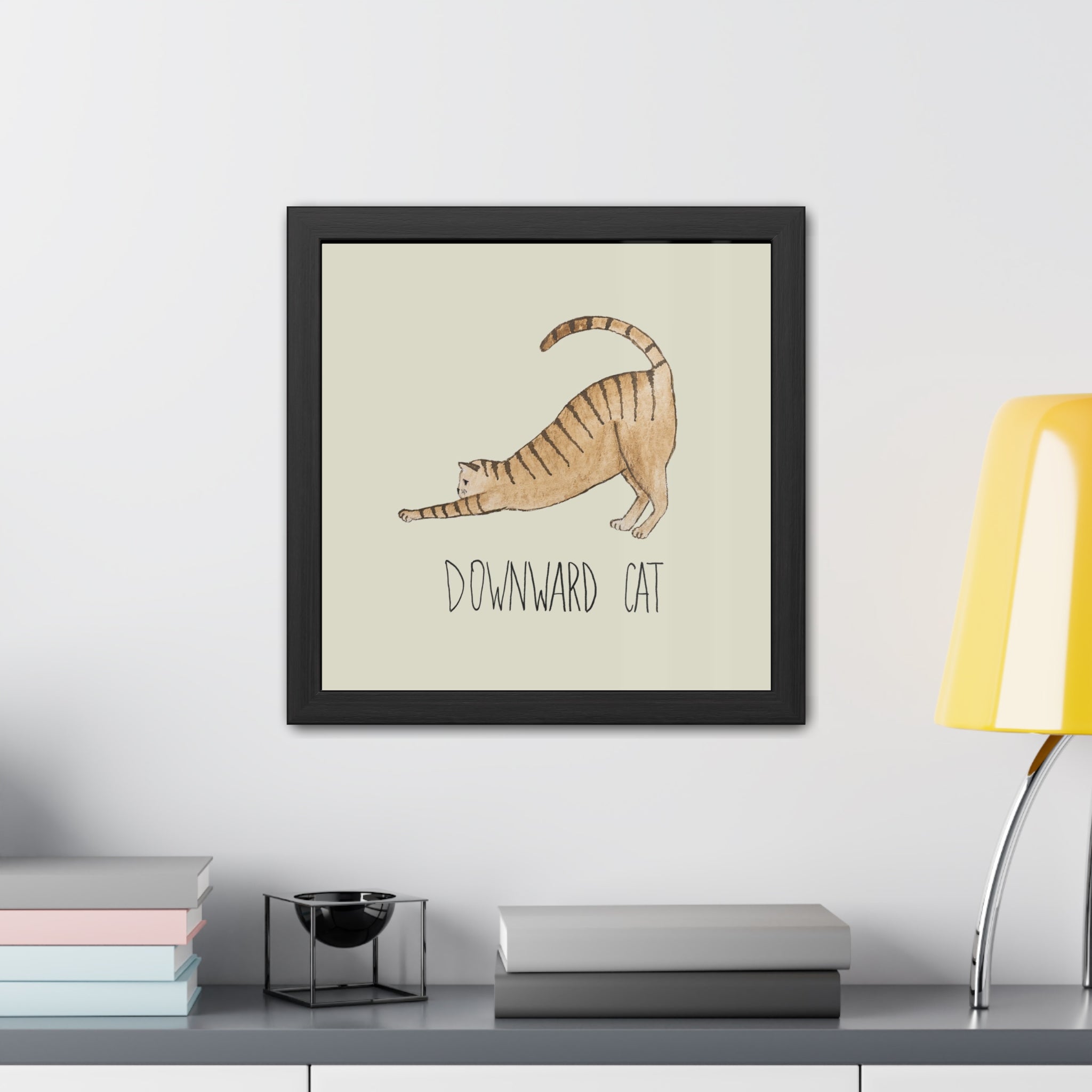 Vinyasa Meow Collection: "Downward Cat" Framed